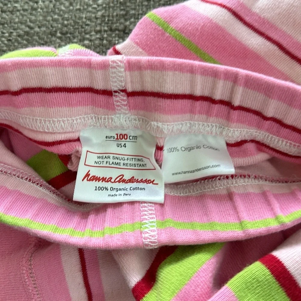 Hanna Andersson 100% Organic Cotton Pink Striped Pajama Set Size 3